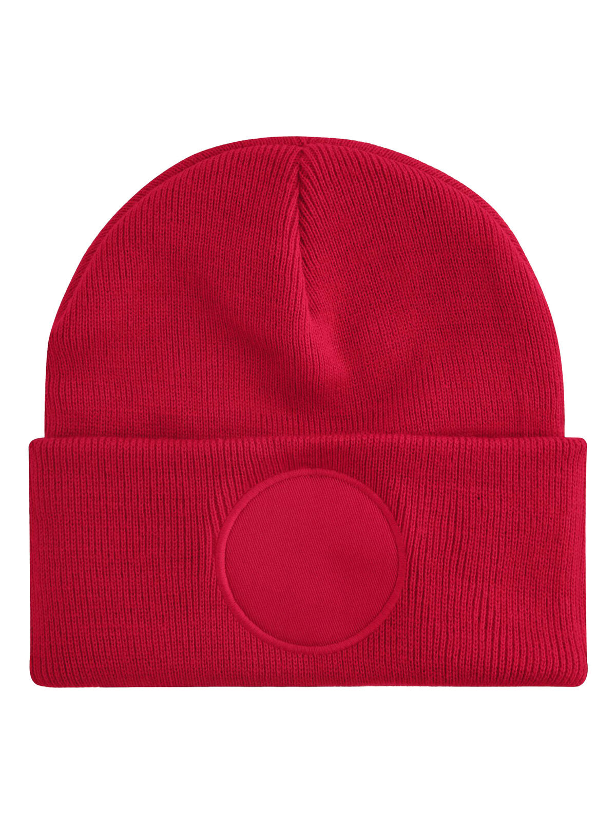 Circular Patch Beanie Beechfield Classic Red