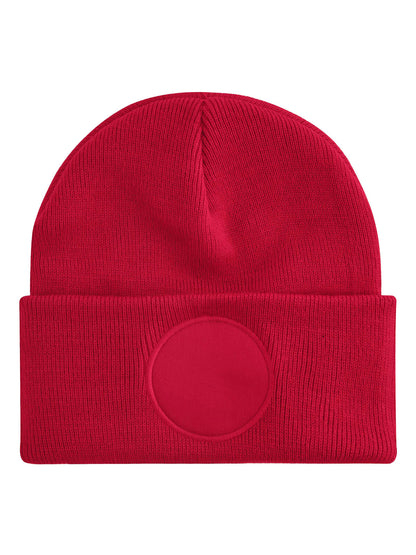 Circular Patch Beanie Beechfield Classic Red