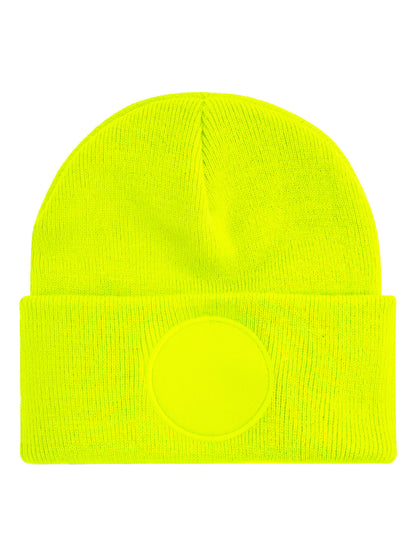 Circular Patch Beanie Beechfield Fluorescent Yellow