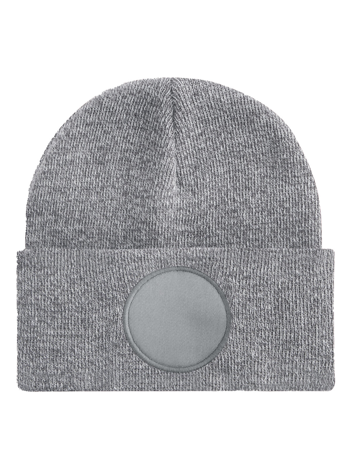 Circular Patch Beanie Beechfield Heather Grey