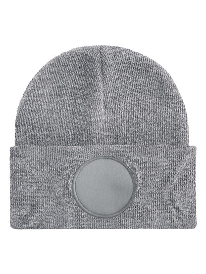 Circular Patch Beanie Beechfield Heather Grey