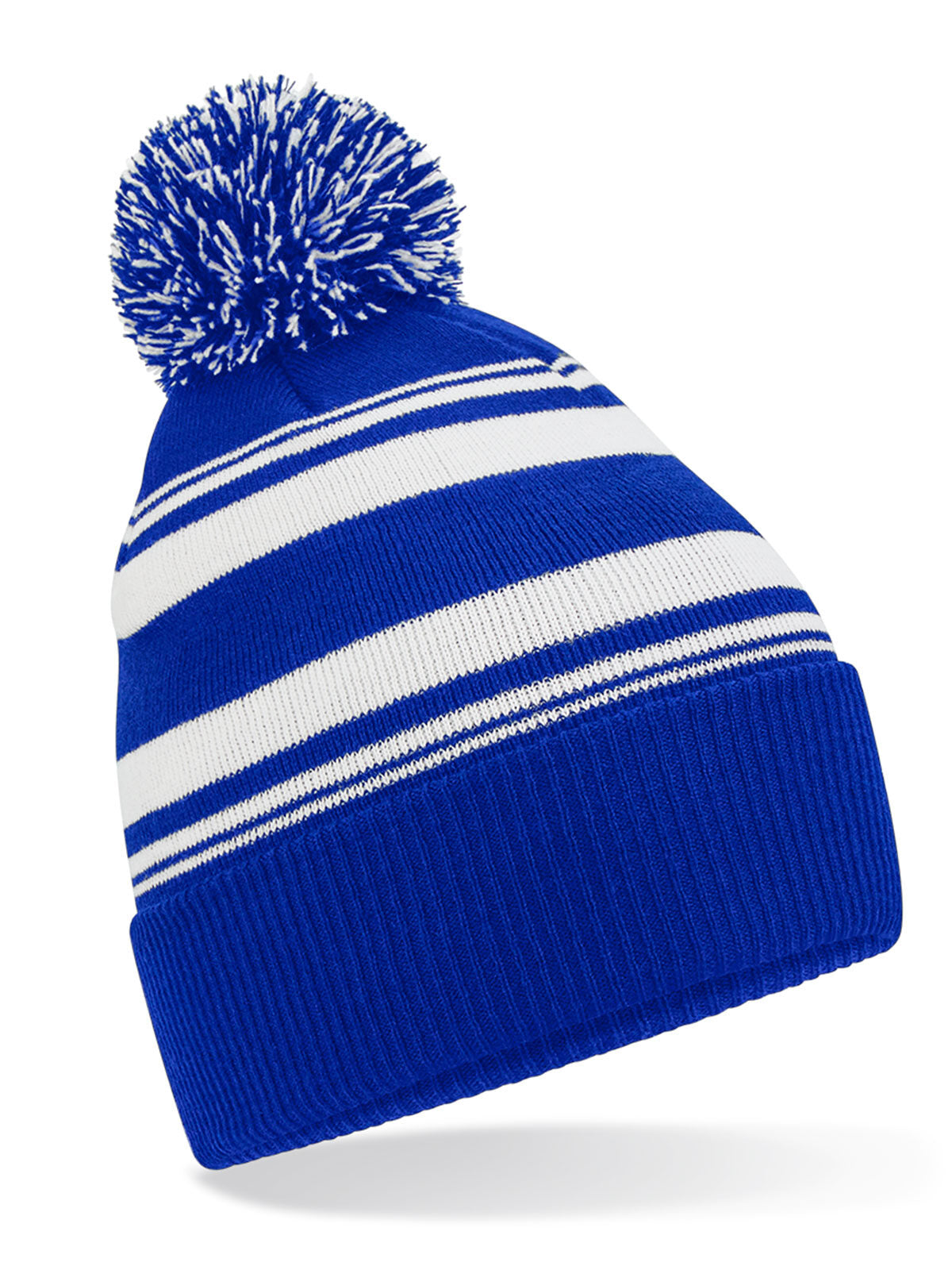 Striped Fan Beanie Beechfield Bright Royal/White