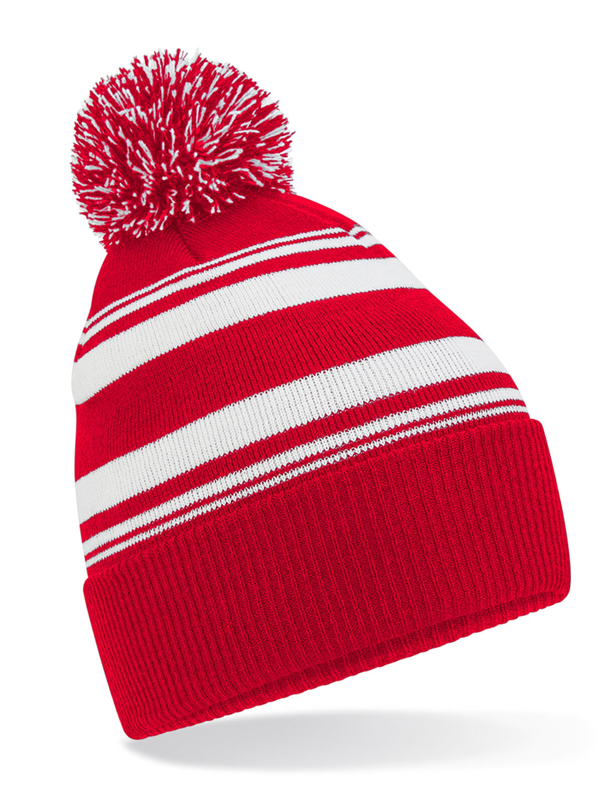 Striped Fan Beanie Beechfield Classic Red/White
