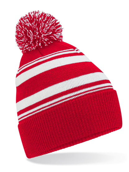 Striped Fan Beanie Beechfield Classic Red/White