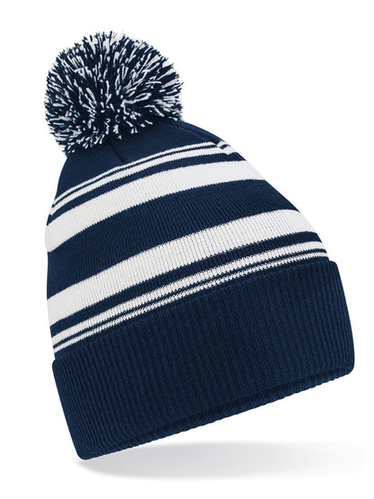 Striped Fan Beanie Beechfield French Navy/White
