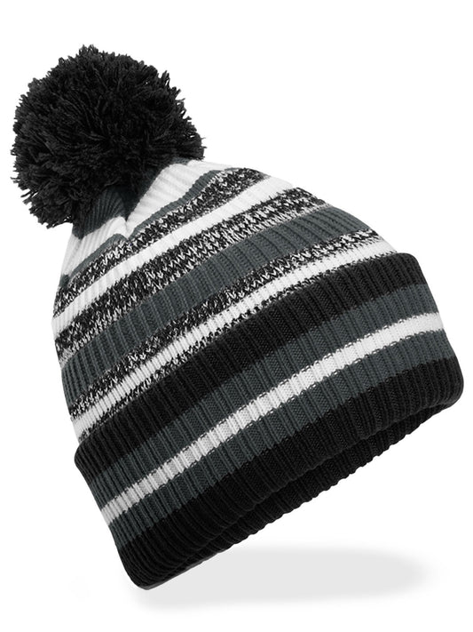 Multi-Sport Fan Beanie Beechfield Black/Graphite Grey/White