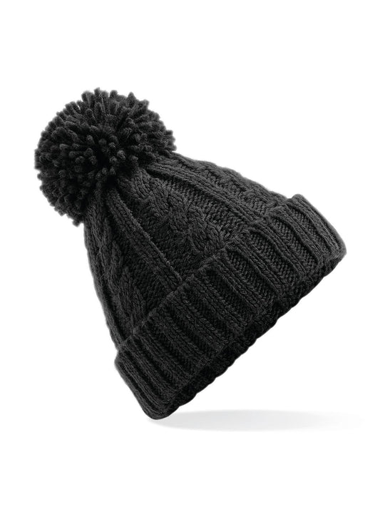 Cable Knit Melange Beanie Beechfield Black