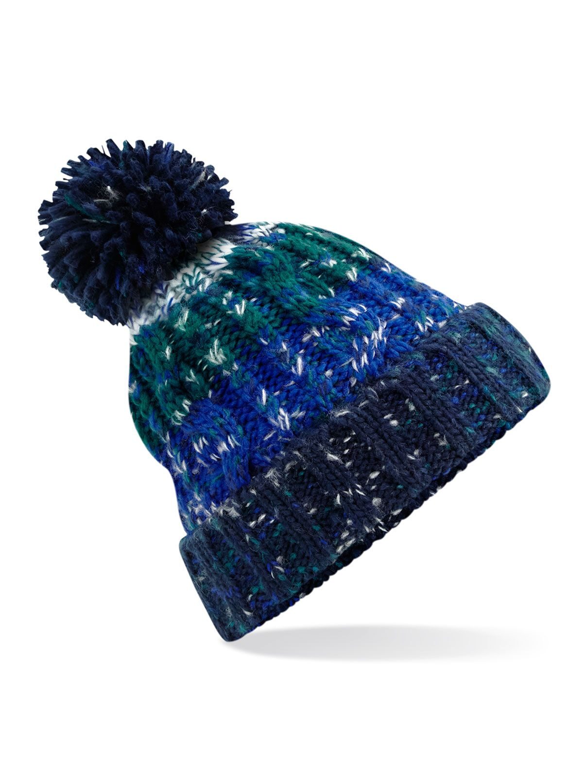 Corkscrew Pom Pom Beanie Beechfield Alpine Blues