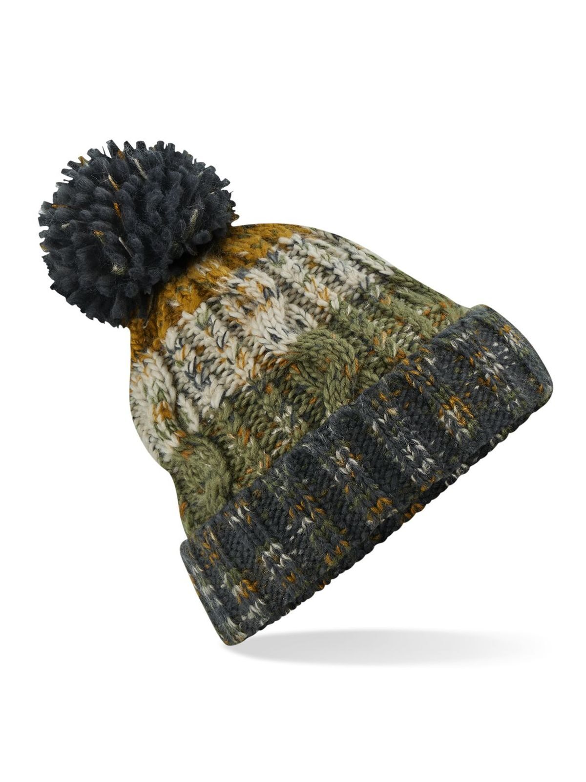 Corkscrew Pom Pom Beanie Beechfield Autumn Moss