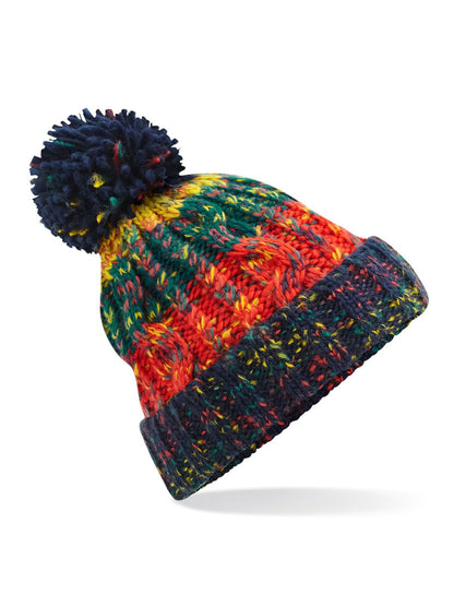 Corkscrew Pom Pom Beanie Beechfield Crackling Campfire