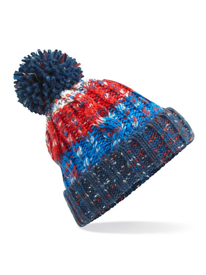 Corkscrew Pom Pom Beanie Beechfield Chilli Blues