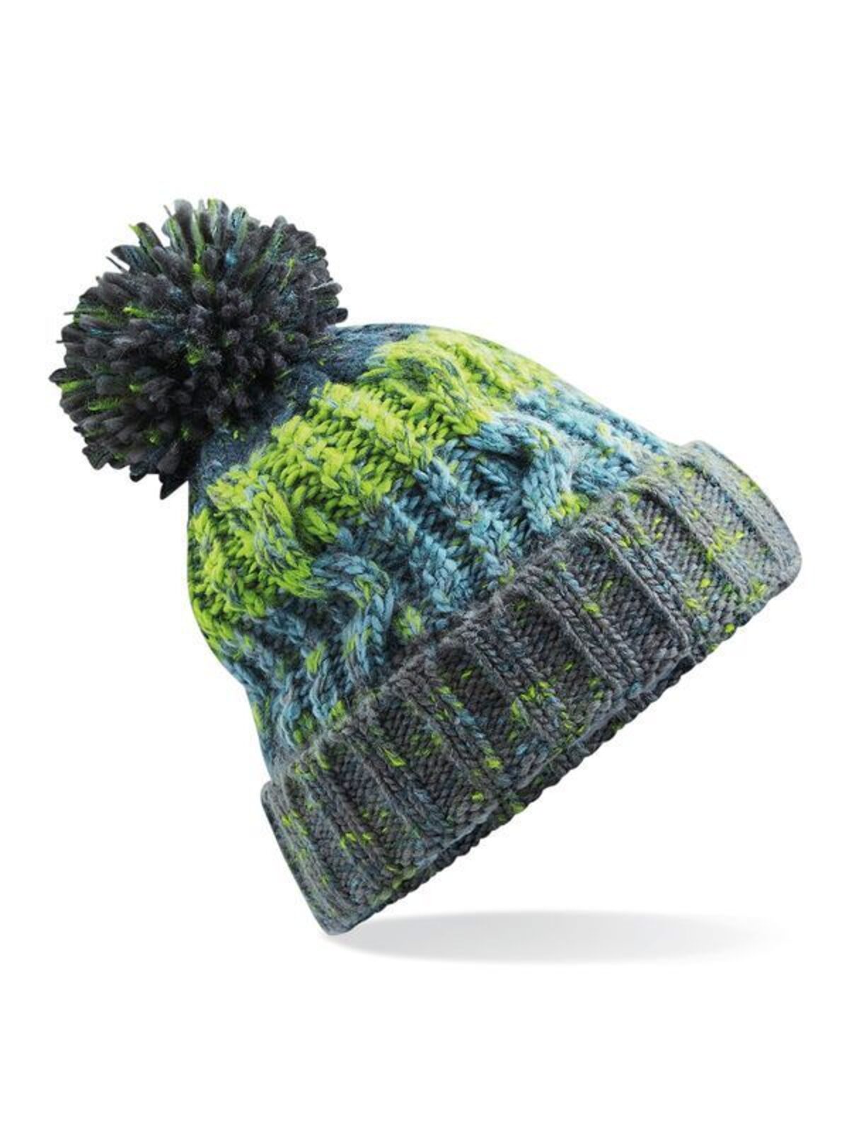 Corkscrew Pom Pom Beanie Beechfield Electric Grey