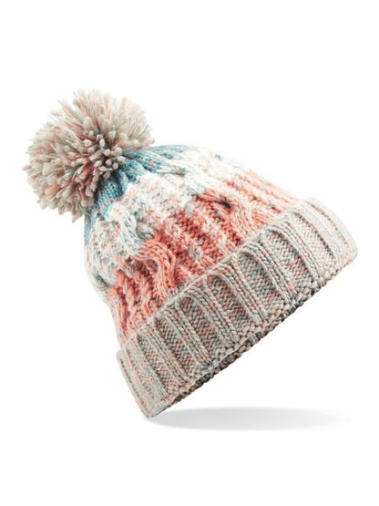 Corkscrew Pom Pom Beanie Beechfield Milkshake Mix