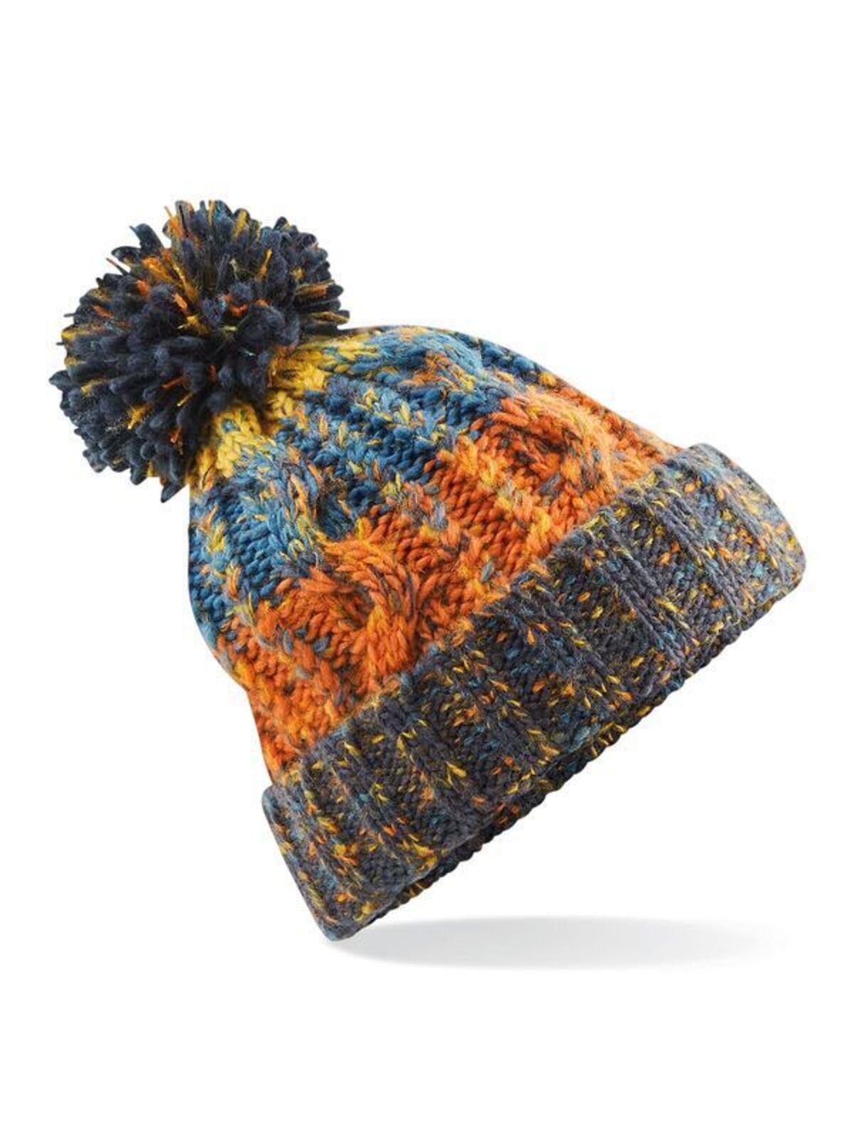 Corkscrew Pom Pom Beanie Beechfield Retro Blues