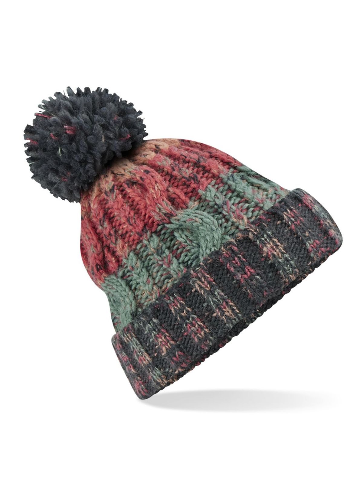 Corkscrew Pom Pom Beanie Beechfield Watermelon Breeze