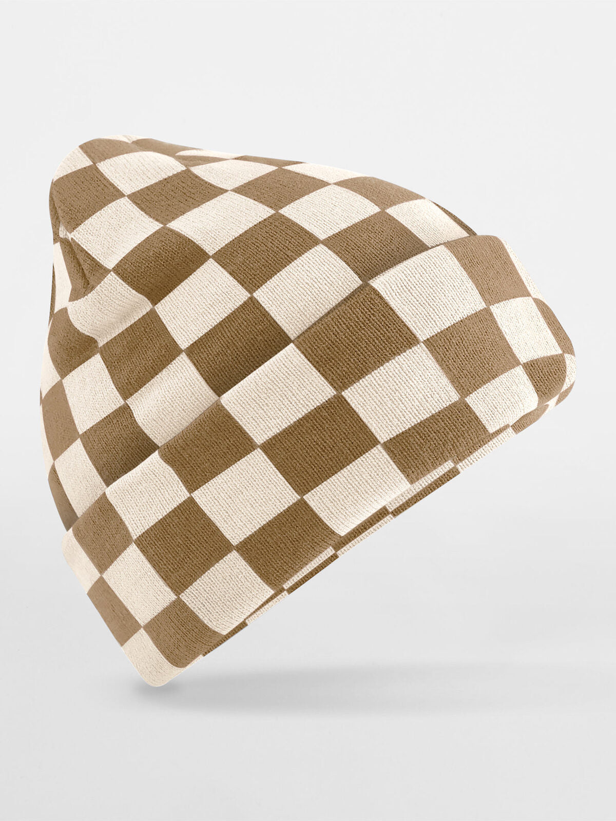Berretto a scacchiera Beechfield Biscuit/Almond