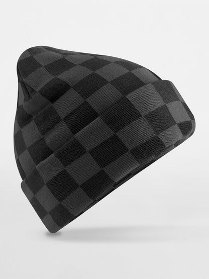 Berretto a scacchiera Beechfield Black/Charcoal