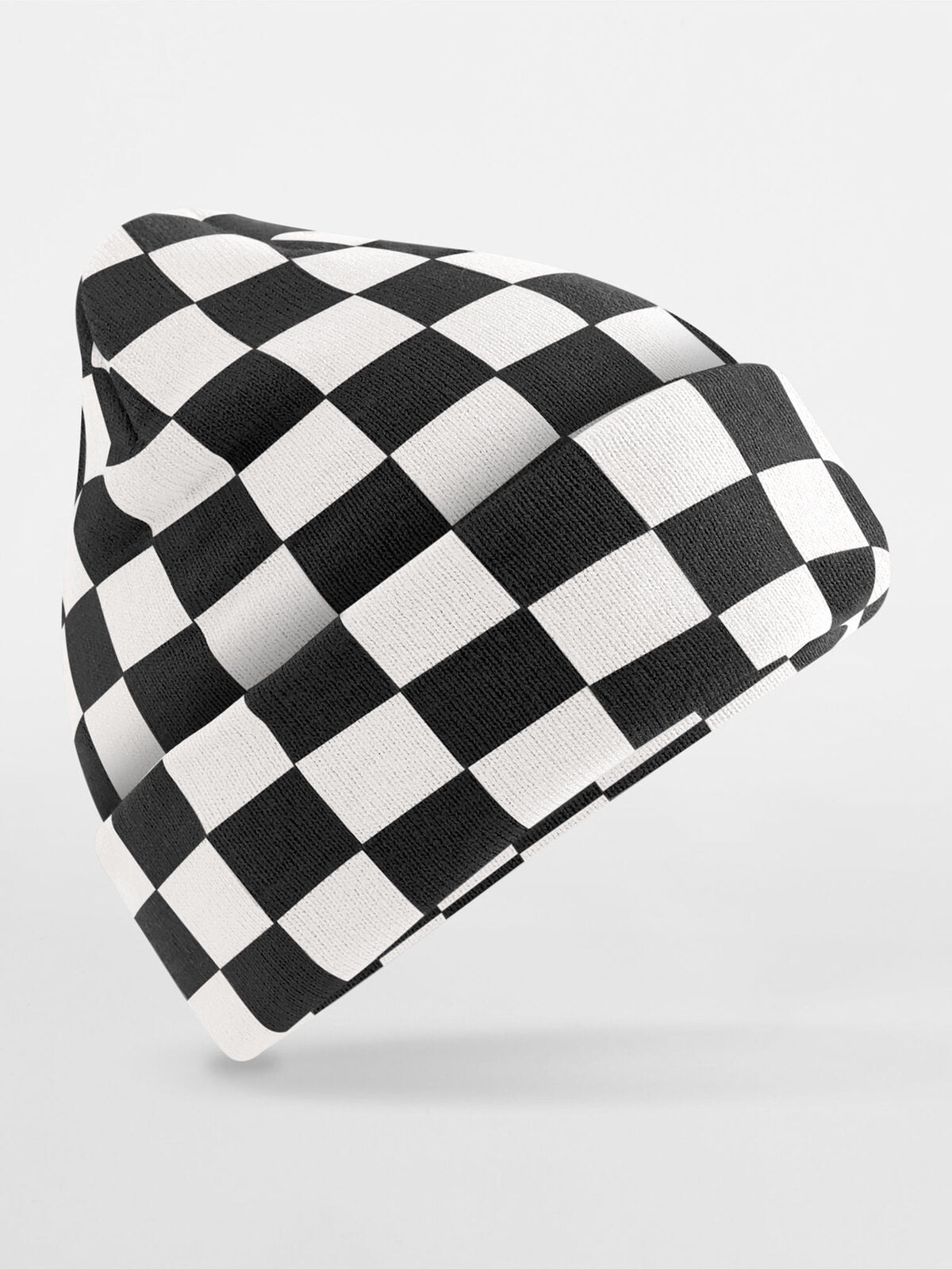 Berretto a scacchiera Beechfield Black/Soft White