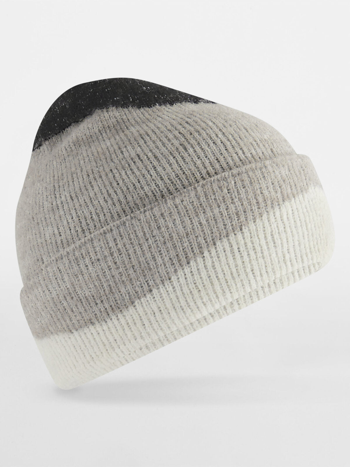Berretto con onde morbide Beechfield Black/Light Grey/Soft White