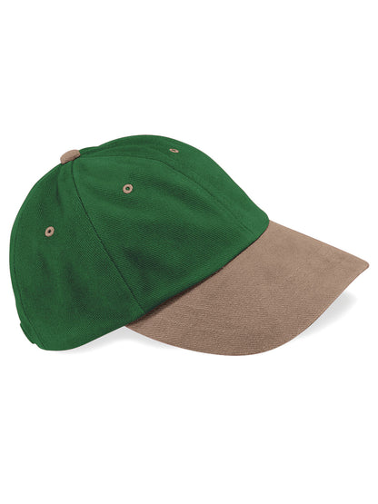 Low Profile Heavy Brus Cotton Cap Beechfield Forest Green/Taupe