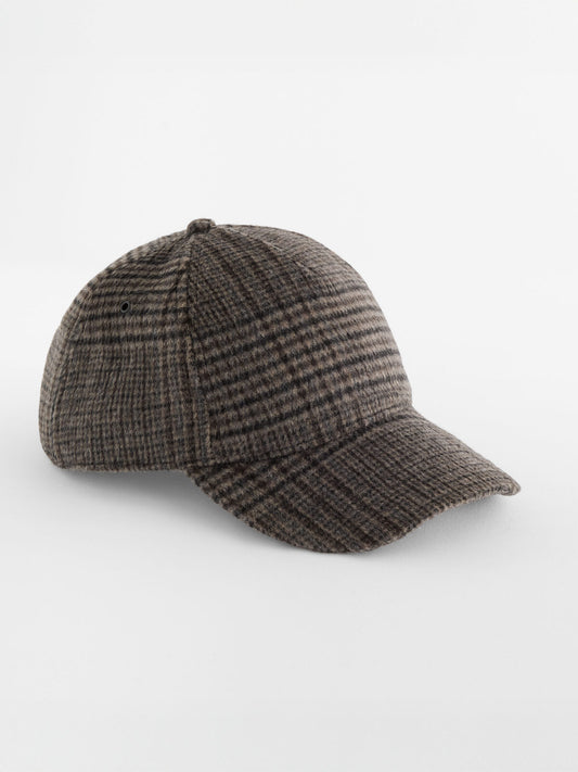 Wool Blend Check Cap Beechfield Brown Plaid