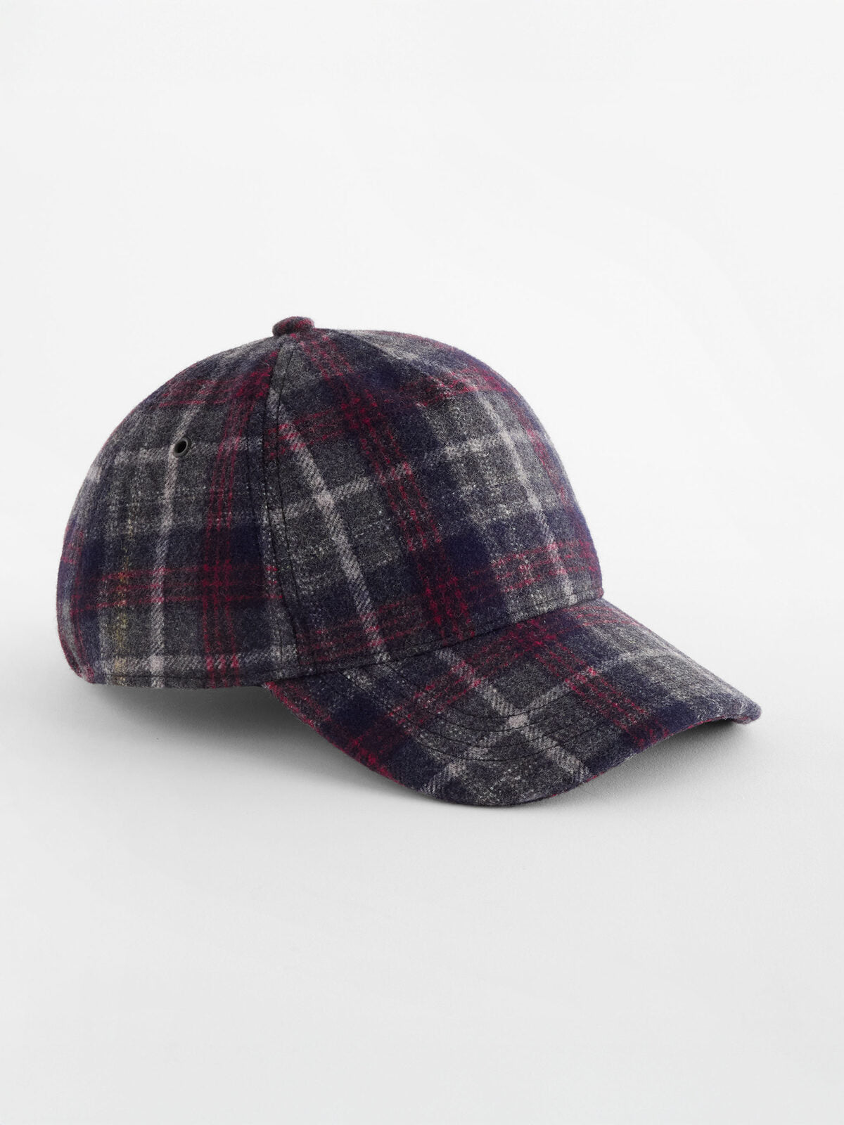 Wool Blend Check Cap Beechfield Navy Plaid