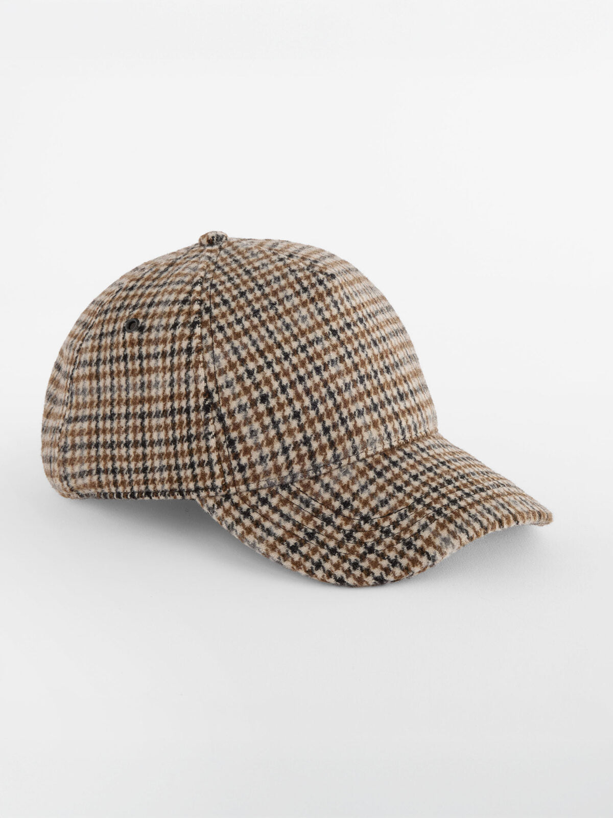 Wool Blend Check Cap Beechfield Tan Houndstooth