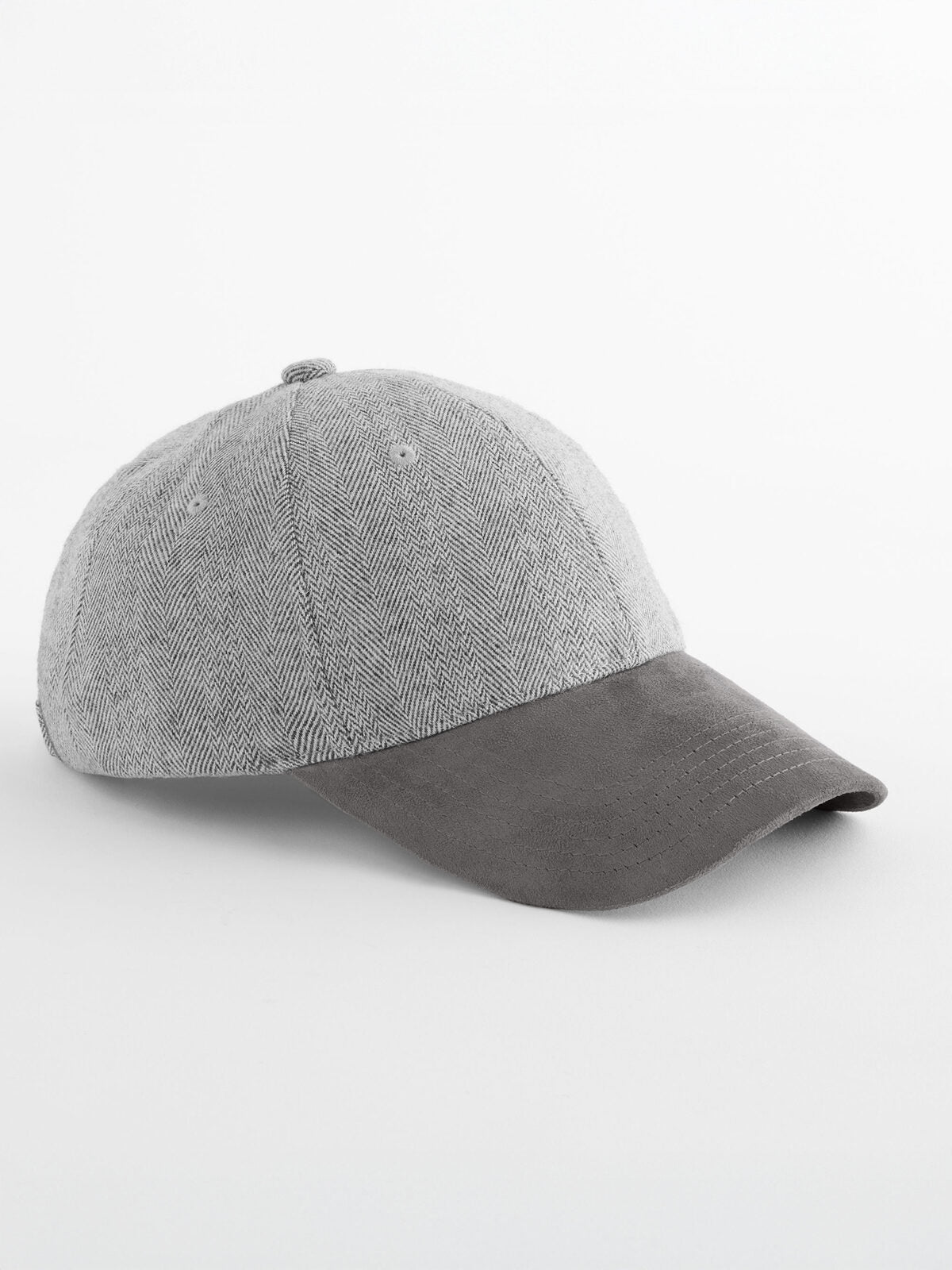 Suede Peak Herringbone Cap Beechfield Charcoal Herringbone
