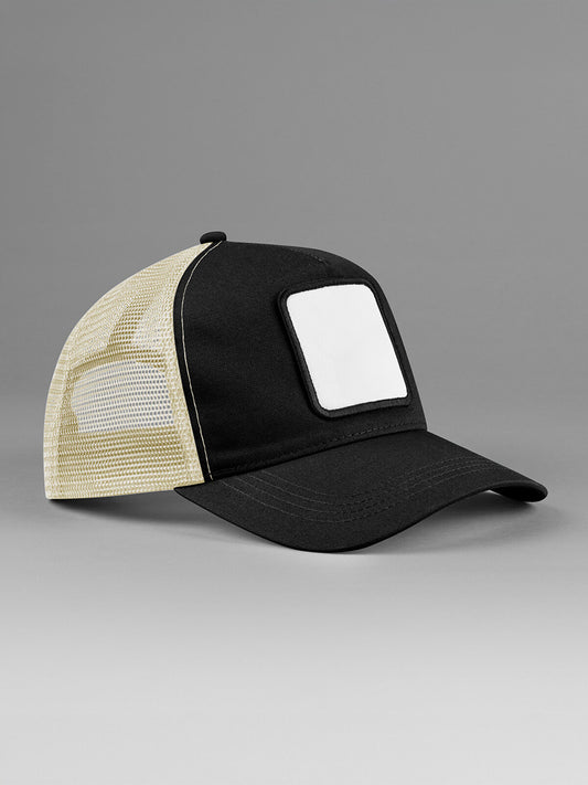 Appliqué Patch 5 Panel Trucker Beechfield Black/Stone