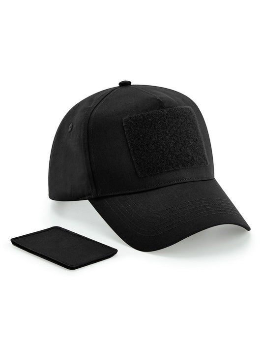 Removable Patch 5 Panel Cap Beechfield Black