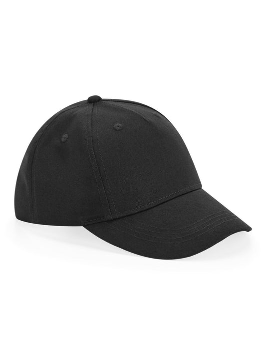 Junior Organic Cotton 5 Panel Cap Beechfield Black