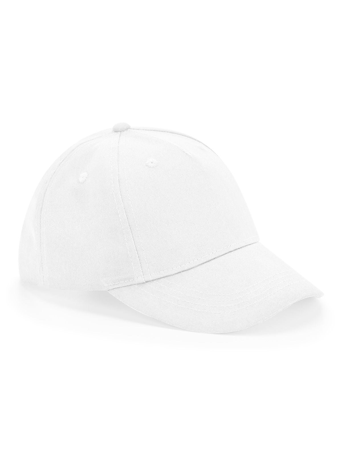 Junior Organic Cotton 5 Panel Cap Beechfield White
