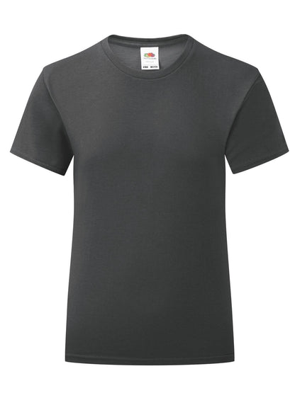 Girls Iconic T Fruit of the Loom Light Graphite