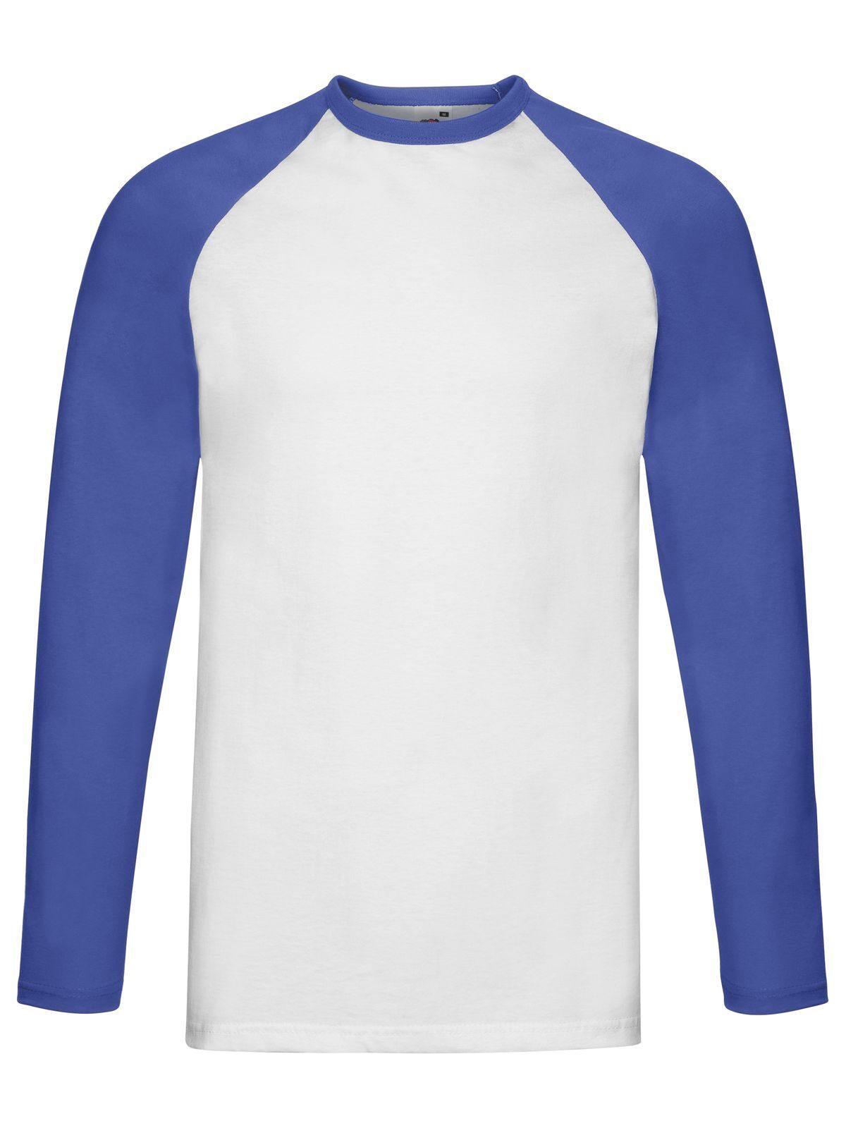 Valueweight Long Sleeve Baseball T Fruit of the Loom White-Royal Blue