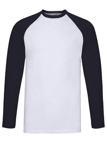 Valueweight Long Sleeve Baseball T Fruit of the Loom White-Deep Navy