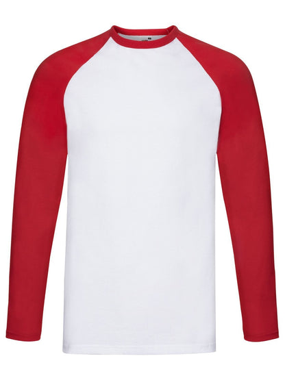 Valueweight Long Sleeve Baseball T Fruit of the Loom White-Red
