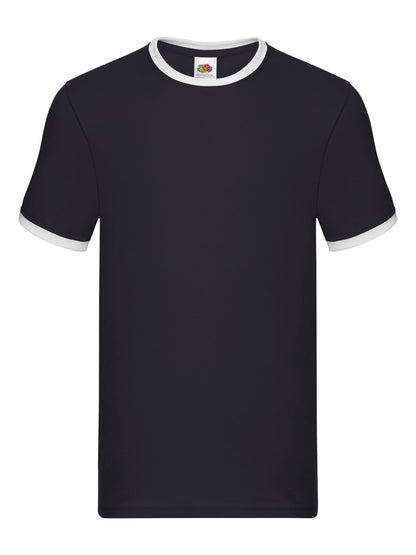 Valueweight Ringer T Fruit of the Loom Navy-White