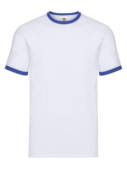 Valueweight Ringer T Fruit of the Loom White-Royal Blue