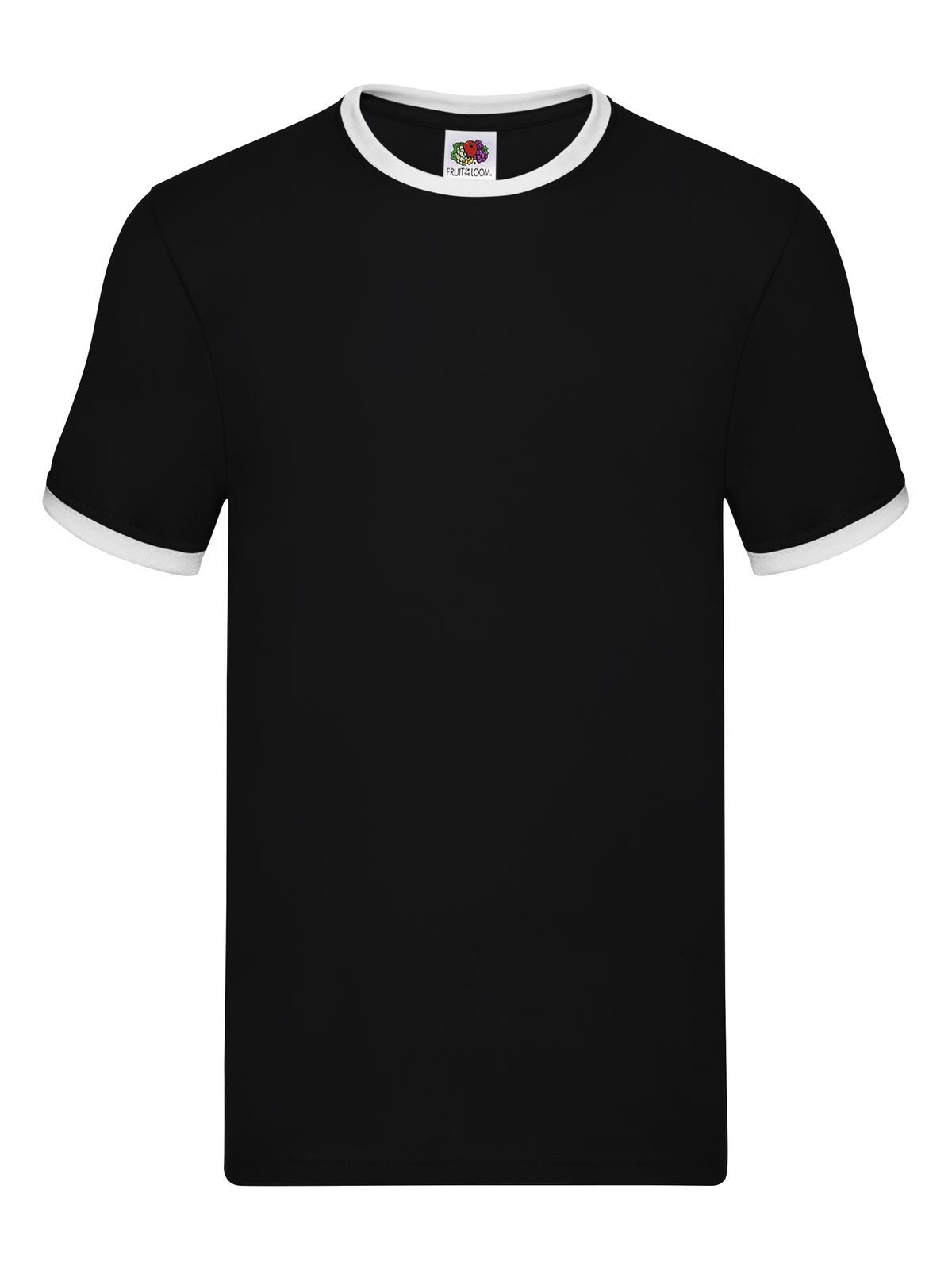Valueweight Ringer T Fruit of the Loom Black-White