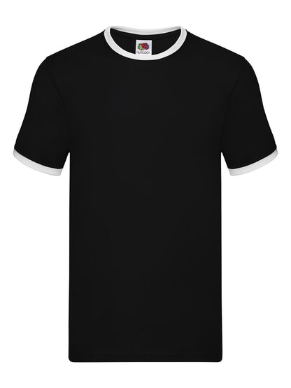 Valueweight Ringer T Fruit of the Loom Black-White