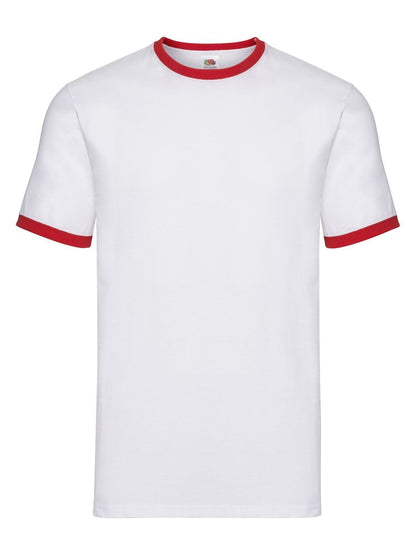 Valueweight Ringer T Fruit of the Loom White-Red
