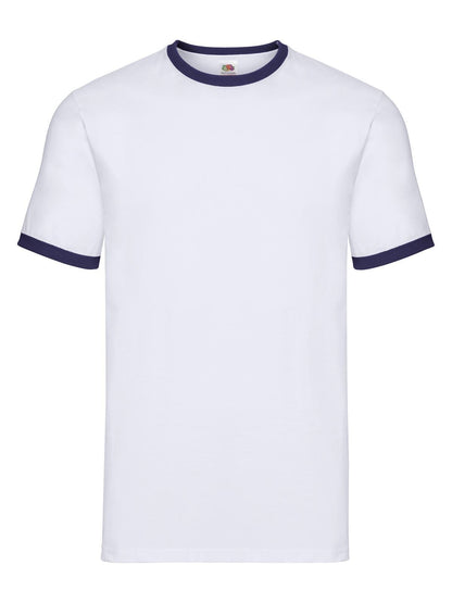 Valueweight Ringer T Fruit of the Loom White-Navy