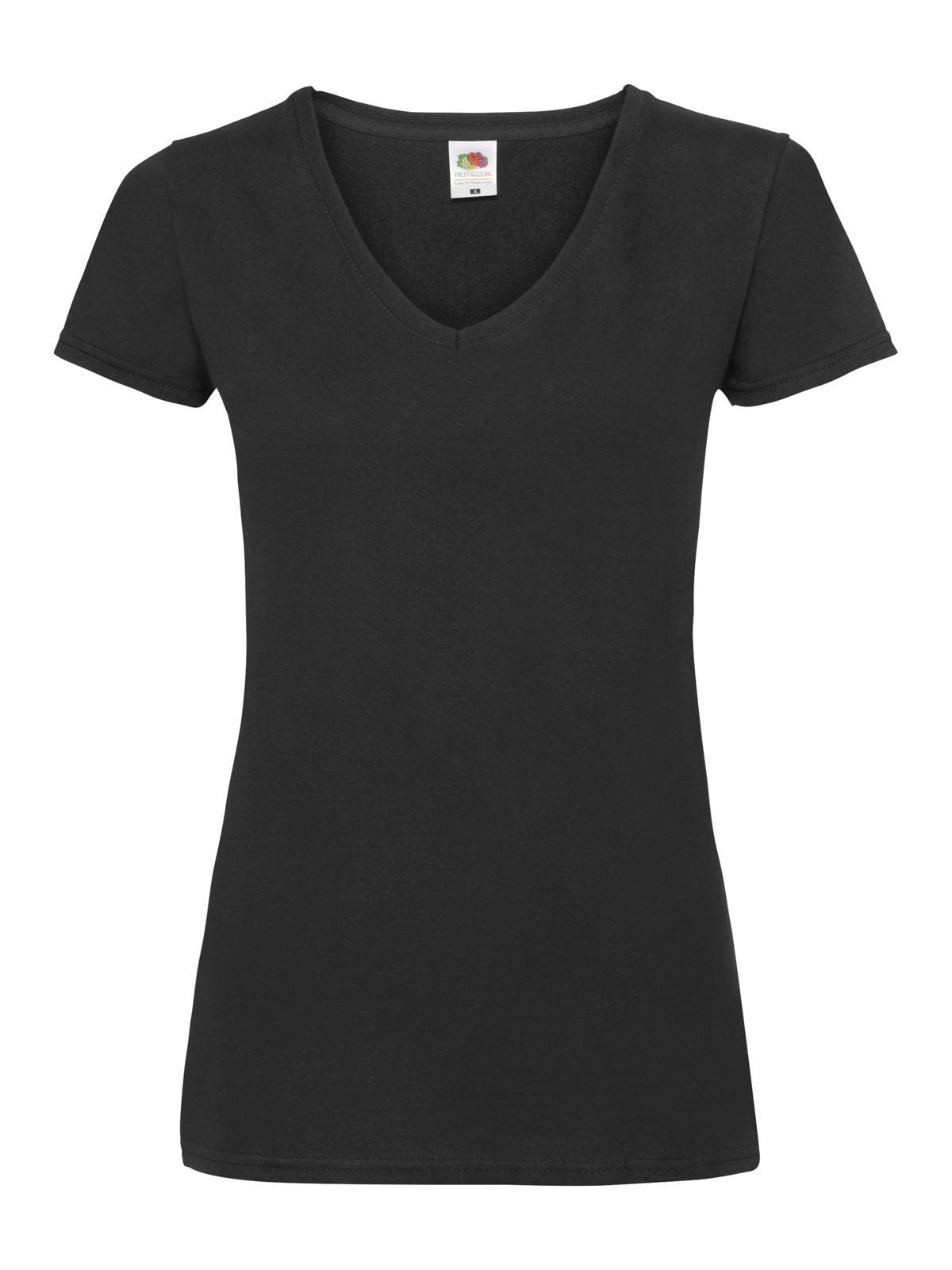 Ladies Valueweight V-Neck T Fruit of the Loom Black