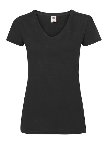 Ladies Valueweight V-Neck T Fruit of the Loom Black
