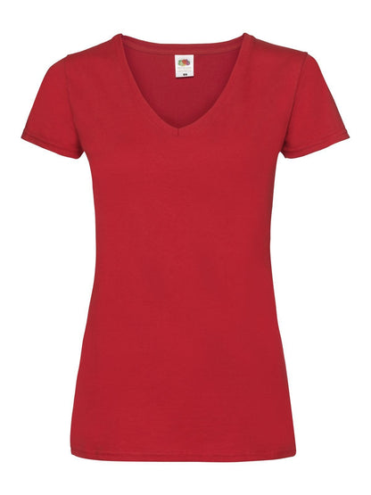 Ladies Valueweight V-Neck T Fruit of the Loom Red