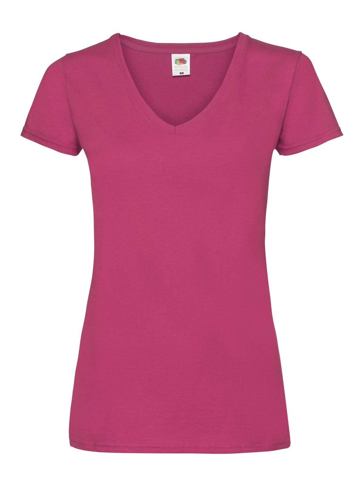 Ladies Valueweight V-Neck T Fruit of the Loom Fuchsia