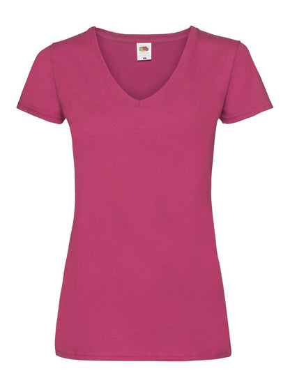 Ladies Valueweight V-Neck T Fruit of the Loom Fuchsia