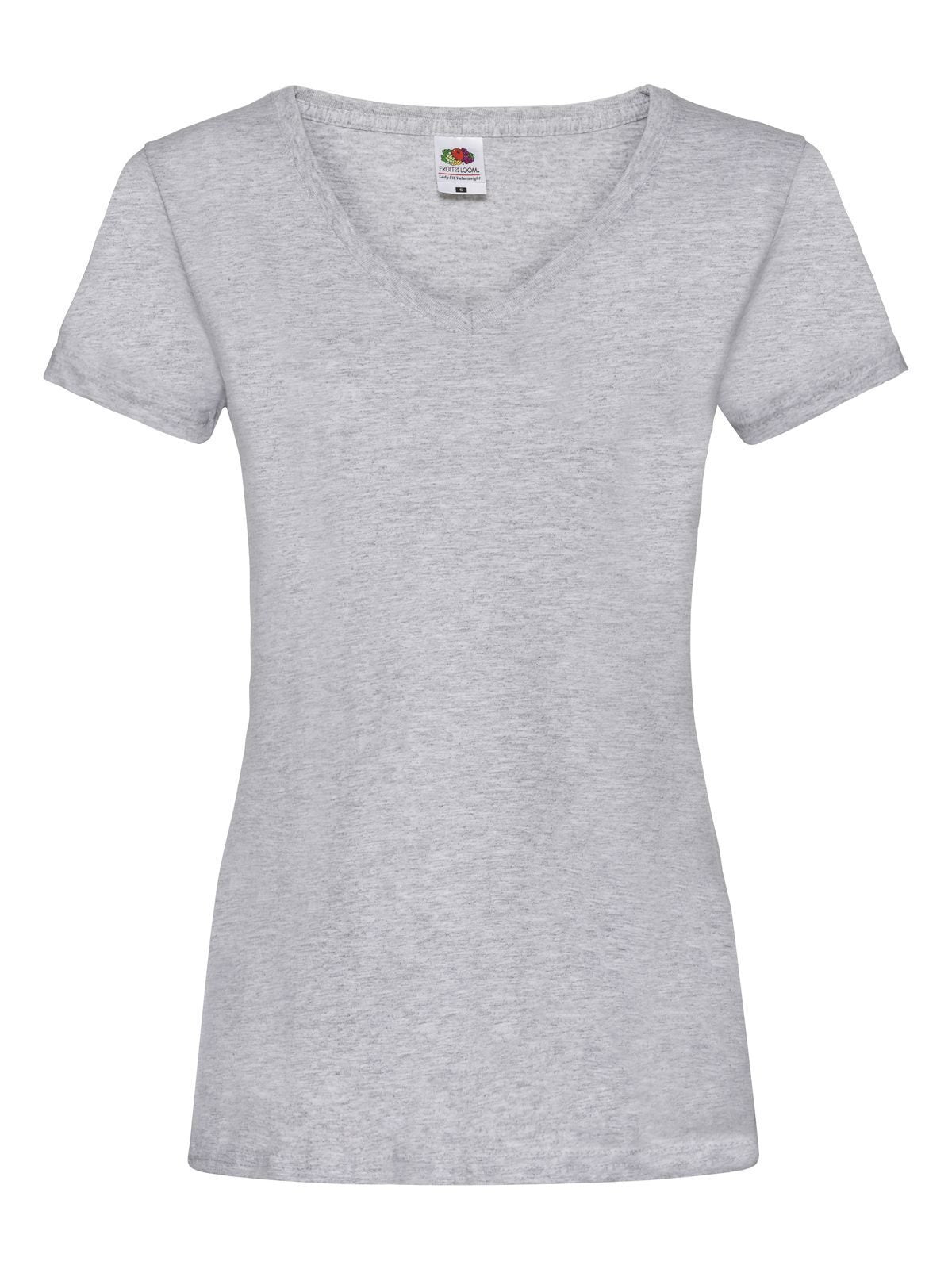 Ladies Valueweight V-Neck T Fruit of the Loom Heather Grey