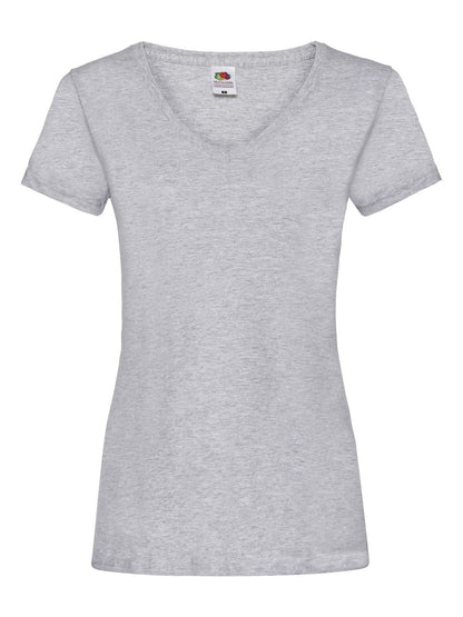 Ladies Valueweight V-Neck T Fruit of the Loom Heather Grey