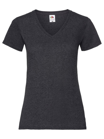 Ladies Valueweight V-Neck T Fruit of the Loom Dark Heather Grey